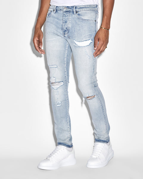 Chic Ripped Slim Fit Jeans Men's Casual Street Style Stretch - Temu